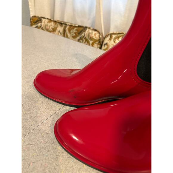 Pre-loved Red Women's ankle rain booties Size 9 - Picture 5 of 12